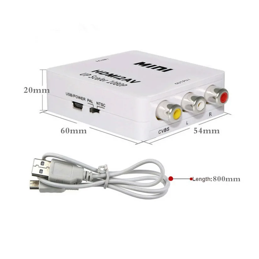 

KPHRTEK 1PC HDMI TO AV Scaler Adapter HD Video Converter Box HDMI to RCA AV/CVSB L/R Video 1080P HDMI2AV Support NTSC PAL