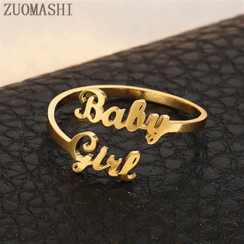 Кольцо с надписью Babygirl регулируемое ювелирное изделие из нержавеющей стали