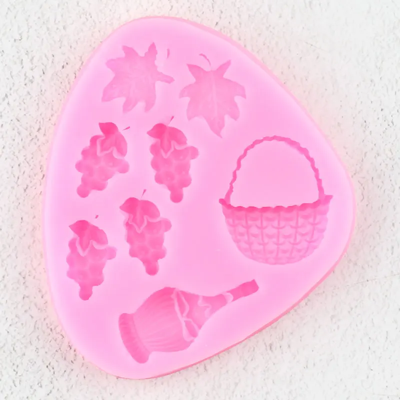 Grape Leaves Silicone Mold DIY Basket Wine Bottle Cupcake Topper Fondant Cake Decorating Tools Candy Resin Clay Chocolate Moulds | Дом и сад
