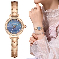 blue dial lady watch minimalist classic womens wrist watch with golden strap wristwatch chic classic ladies watches timepiece