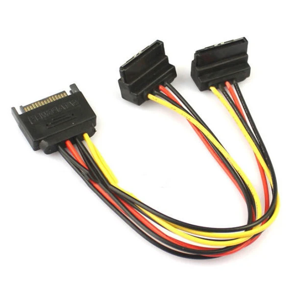 Power cable gsmin we35 2xsata 15-pin (90 degrees) (M) - SATA (F) (black) | Mobile Phone Cables