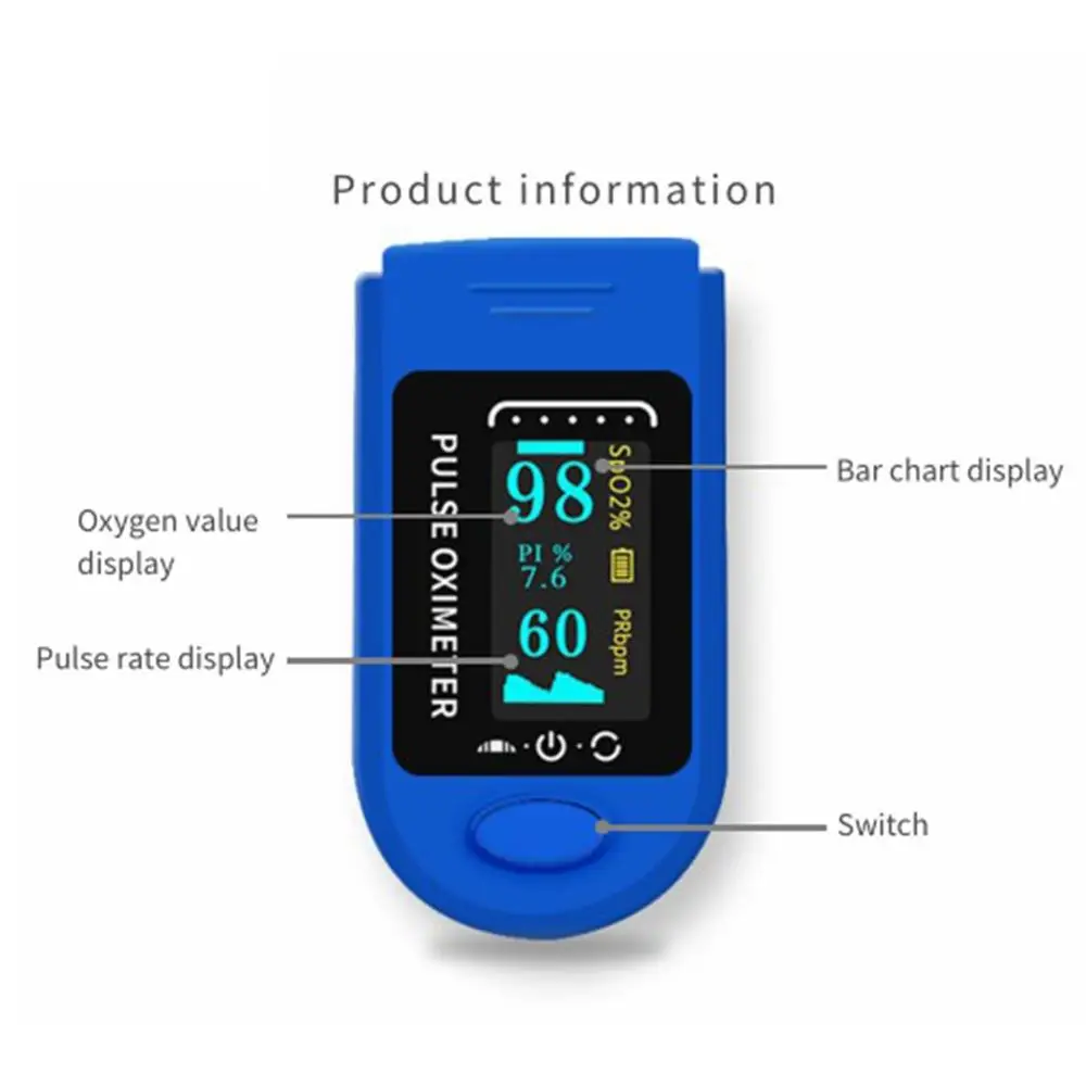 Finger Oximeter Oxygen Saturation Monitor Blood Oxygen Monitor Finger Pulse Household OLED Screen Health Care