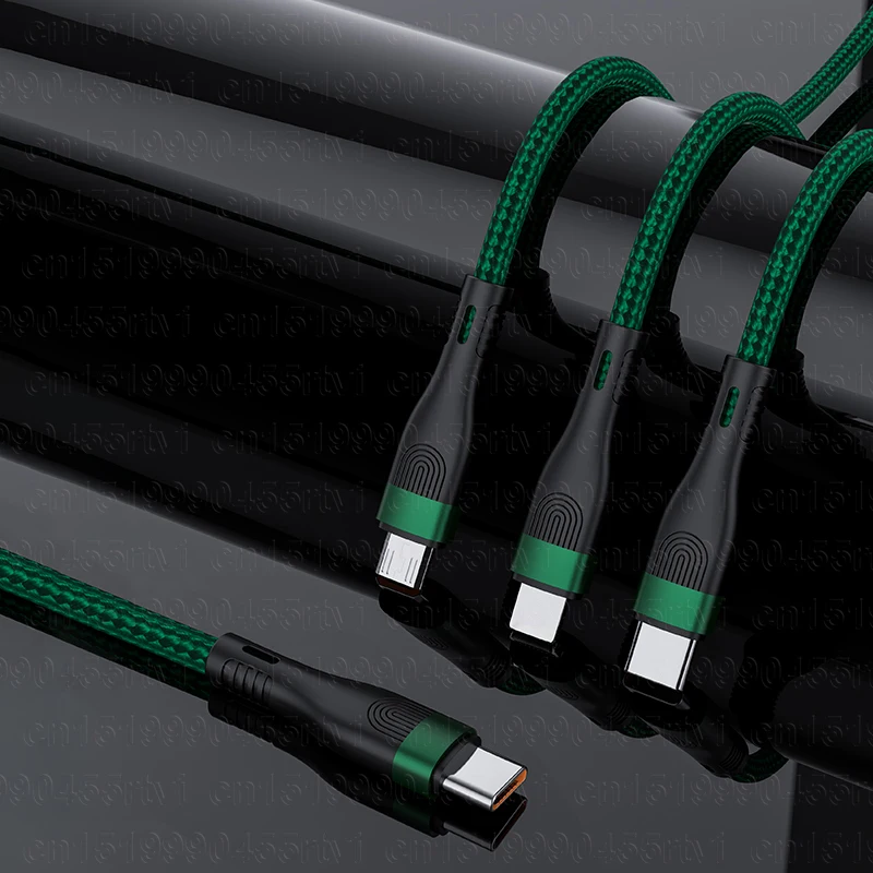 100W 3 in 1 nylon braided fast charging cable for iphone 13 12 11 Pro Max 8 7 plus for Huawei Samsung Xiaomi mobile phone