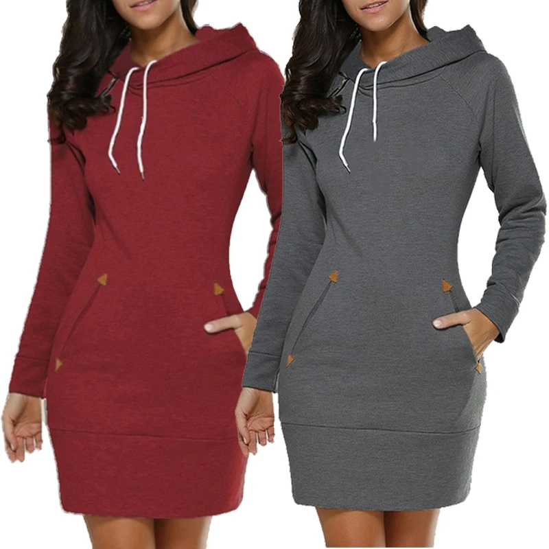 

Binikis Secret Autumn and Winter Pullover Dress Women Fashion Long Sleeve Hoodie Casual Slim Fit Hooded Dresses for Women