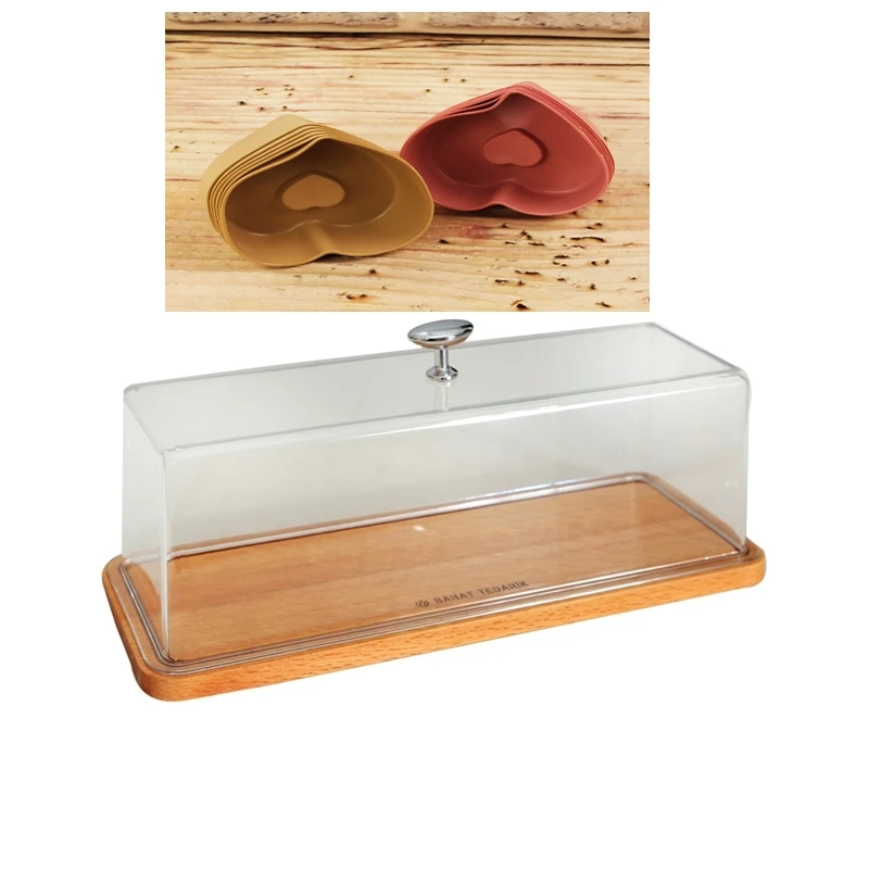 

Wooden Bamboo Cake Dome 3-Piece Cake Mold with Gift