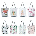 Женские сумки-тоуты с принтом фламинго, многоразовые продуктовые сумки через плечо, складные сумки для поездок, Экологичная сумка для покупок, сумки для отпуска