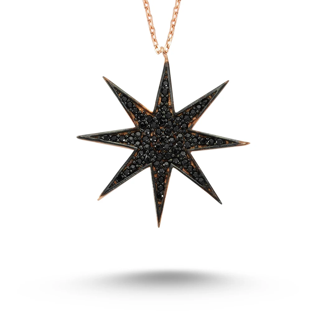 

Elegant Black Zircon Star 925 Sterling Silver Jewelry Necklace
