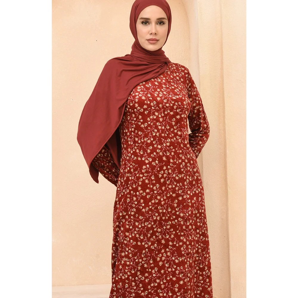 Floral Pattern Velvet Dress Trend Fashion Fast Delivery  muslim dress women african dresses for women abaya kaftan long dress fo