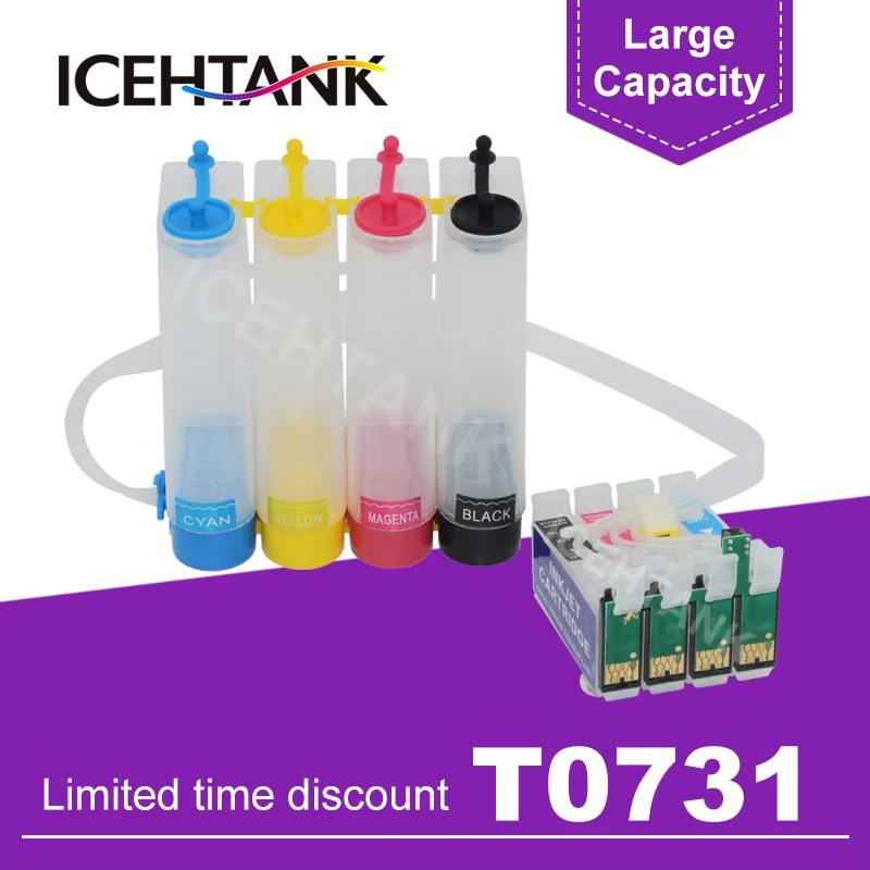 

ICEHTANK T0731-4 непрерывной подачи чернил для Epson Stylus T13 TX102 TX103 TX121 C79 C90 C92 C110 CX3900 CX4900 принтер