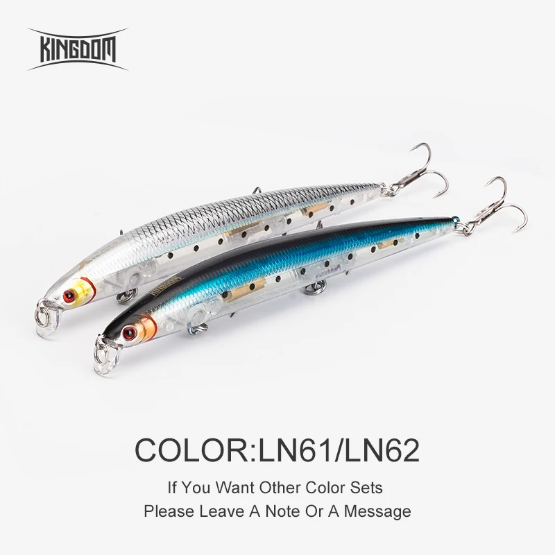 Kingdom Floating Minnow морская Рыбная приманка вобблер погремушка звук жесткая приманка искусственная Джеркбейт модель 5333 120 м, 14,5 г/143 мм, 21 г - Цвет: LN61LN62