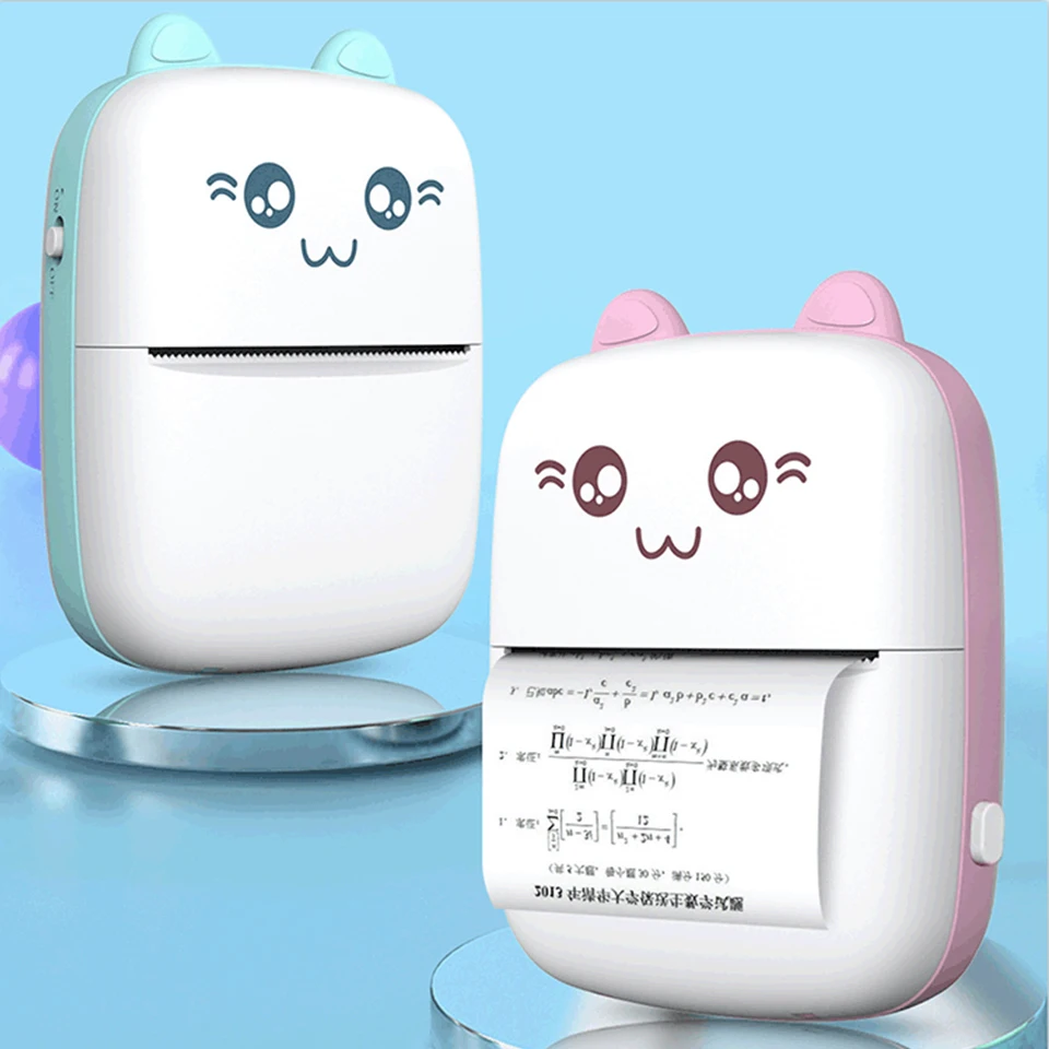 

SEELAUGH Mini Portable Thermal Printer Cat Paper Photo Pocket Thermal Printer Home Printing Wireless BT Connection Printing 57*2