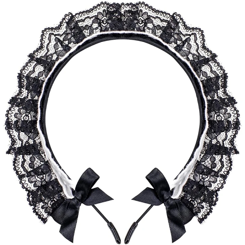 

Women's French Maid Headband Ribbon Lace Headwear Black for Cosplay Costume Women'sLolita Maid Cosplay Hair Hoop Gothic Headband