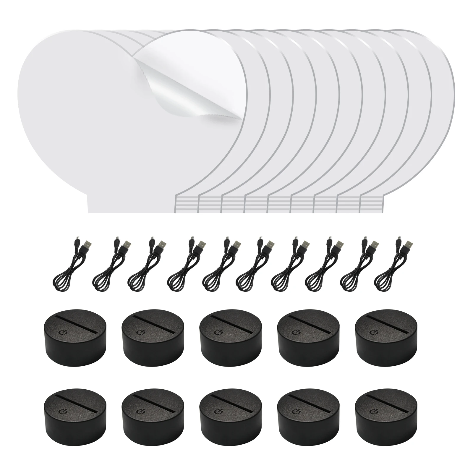

3D Night LED Light Lamp DIY Love Acrylic Panel 7 Color Neon Table Atmosphere Decor For Gifts Party Restaurant Room Shop Black 10