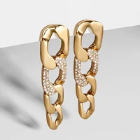 1 pair trendy new clip earrings set diamond chain earrings popular stud jewelry for women gift party