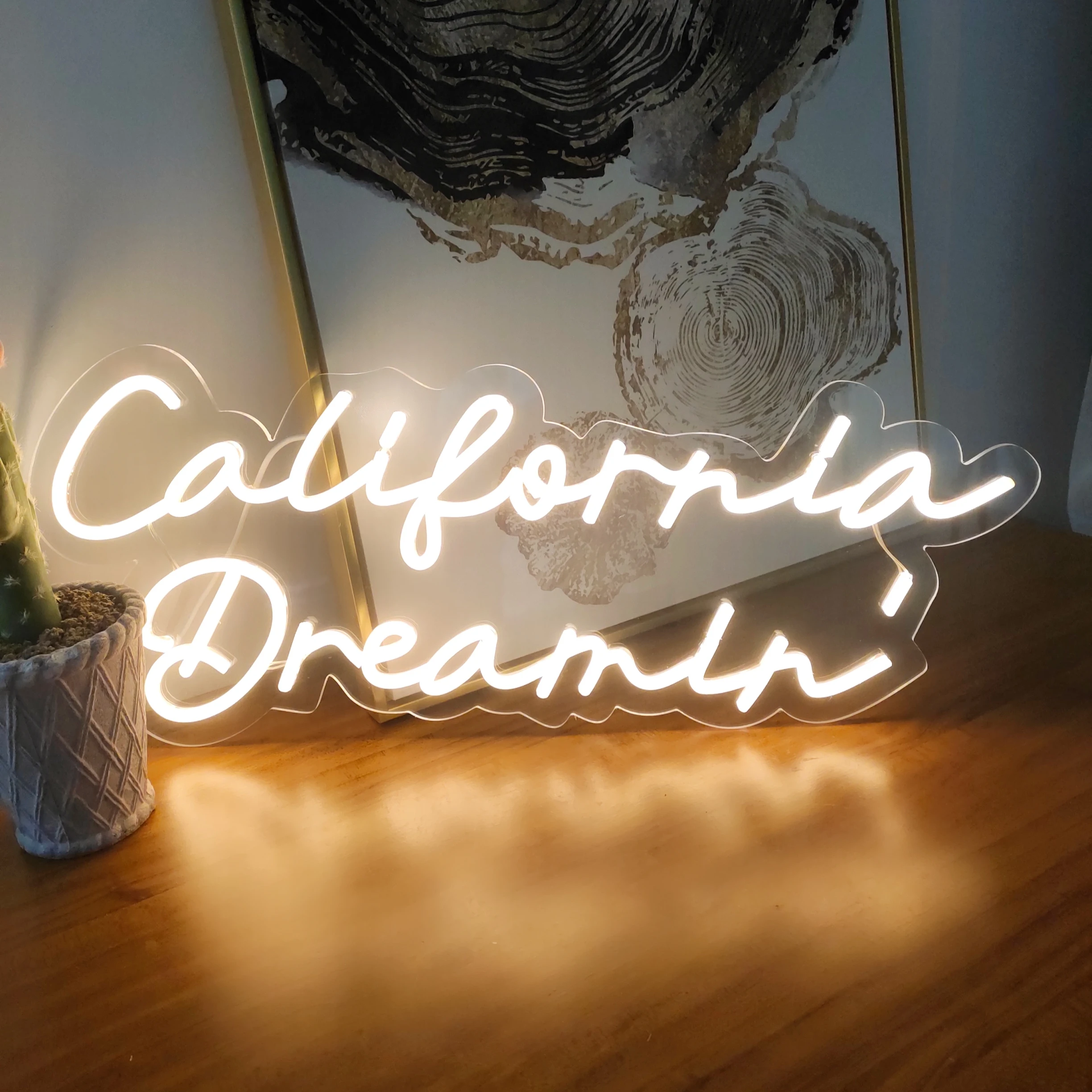Неоновая вывеска California Dreamin' для офиса гостиной дизайн интерьера неоновая на