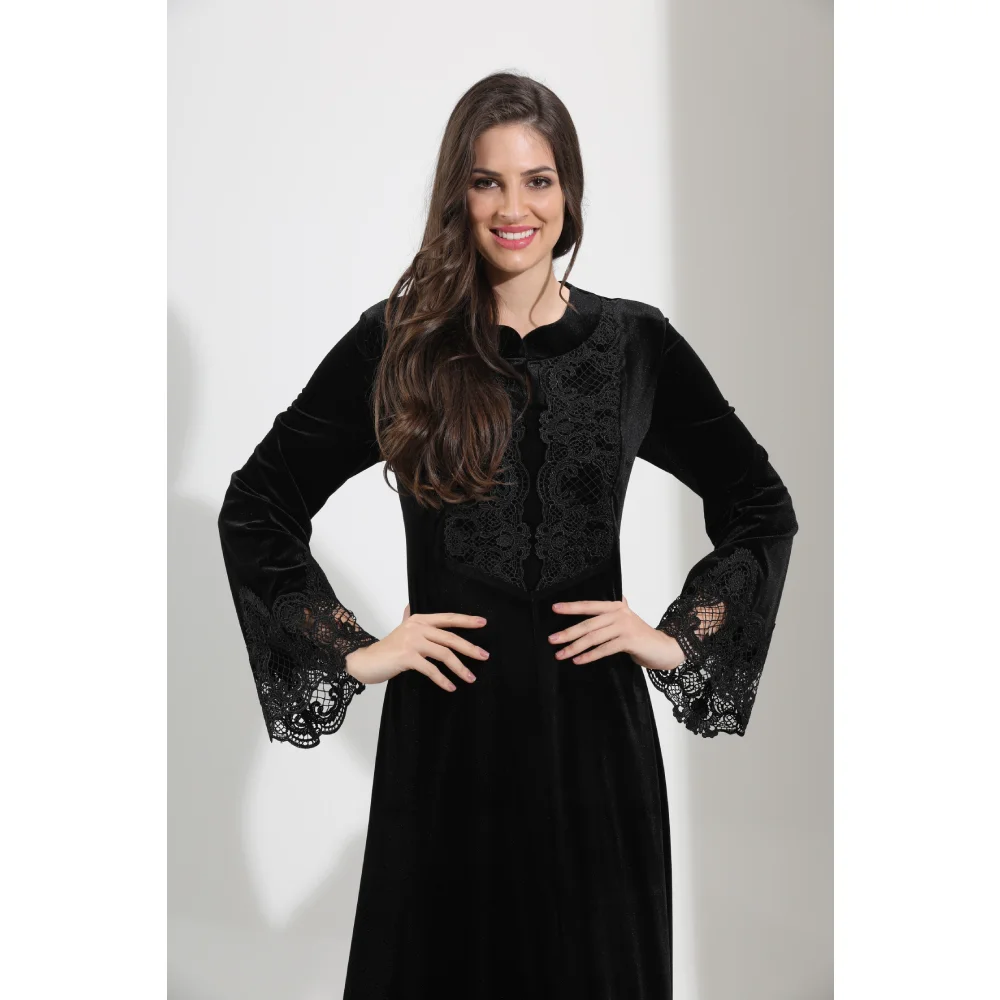 

Velvet Dress with Lace Ideal Dress for Fall Season 2021 Comfortable Dress for Women