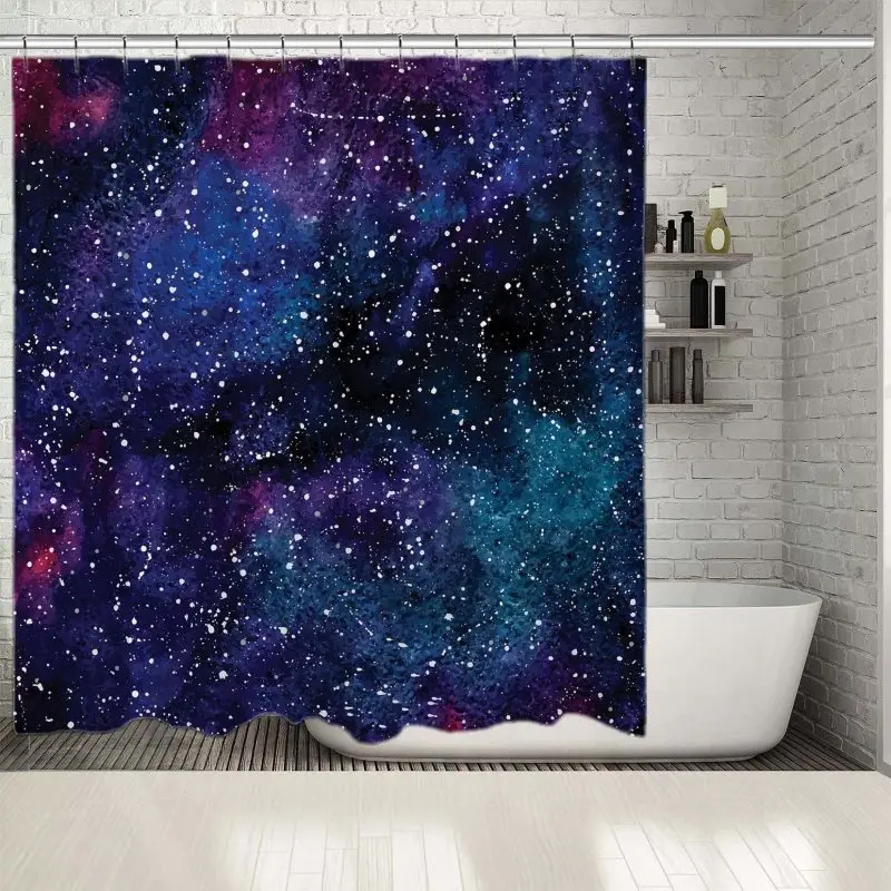 Занавеска для душа космическая галактика Туманность со Звездной пылью и
