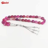 tasbih natural pink agates stone islamic misbaha bracelet rosary necklace gemstones gift eid muslim new accessories on hand