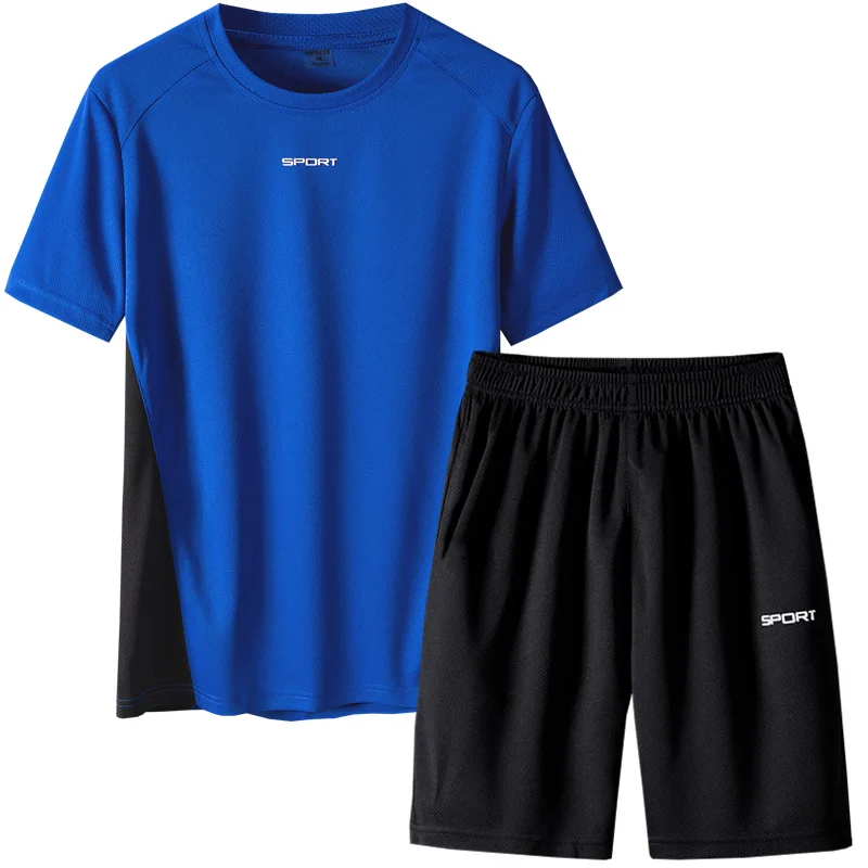 Мужской летний спортивный костюм дышащая футболка с коротким рукавом и шорты