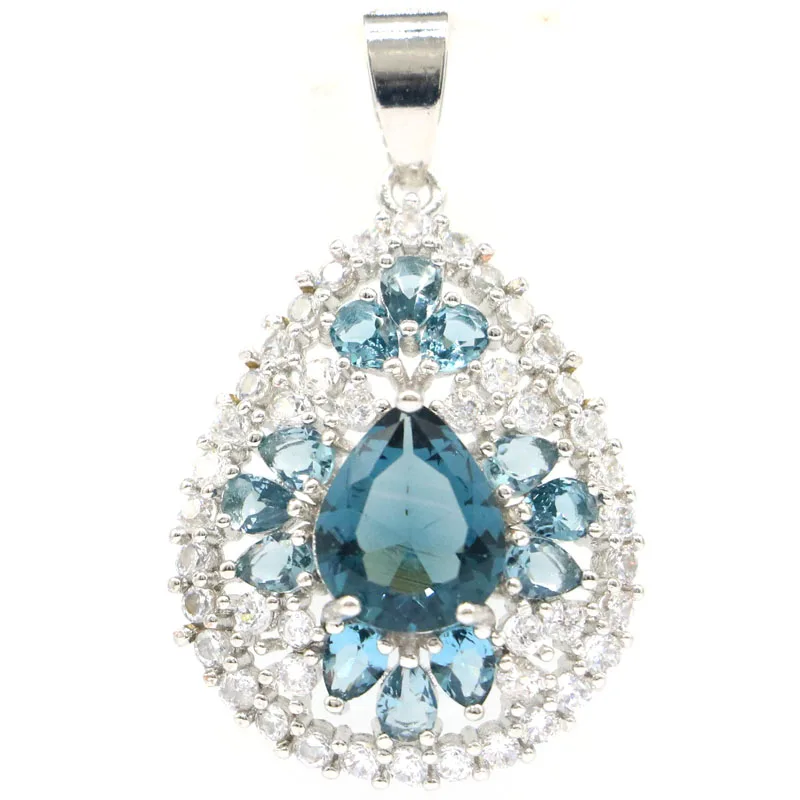 Серьги-подвески серебряные женские с голубым топазом 9 5 г | Украшения и