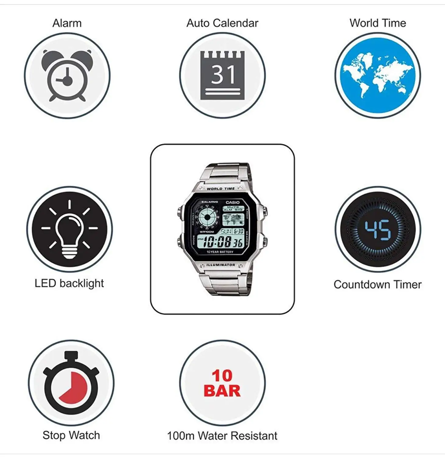 Мужские часы Casio брендовый роскошный светодиодный военные цифровые спортивные