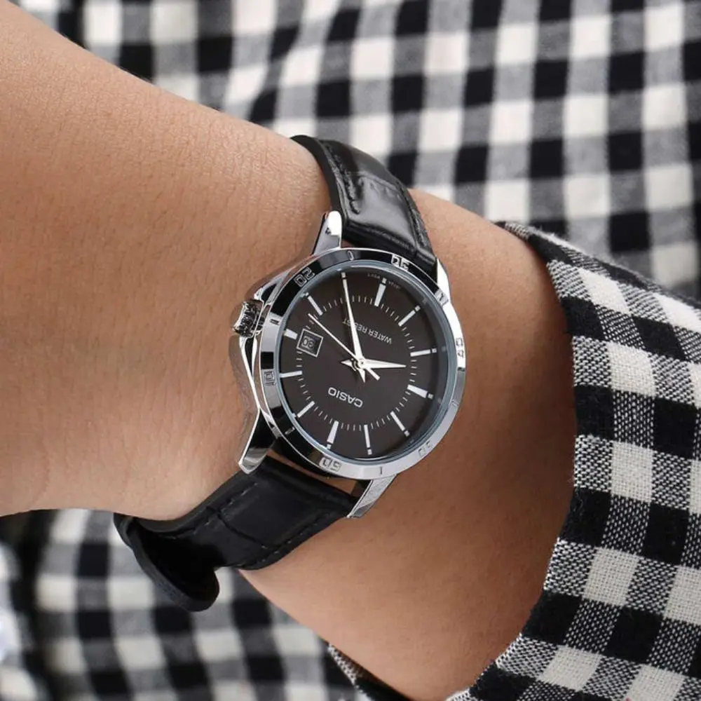 Женские кварцевые часы Casio с кожаным ремешком аналоговый оригинальный