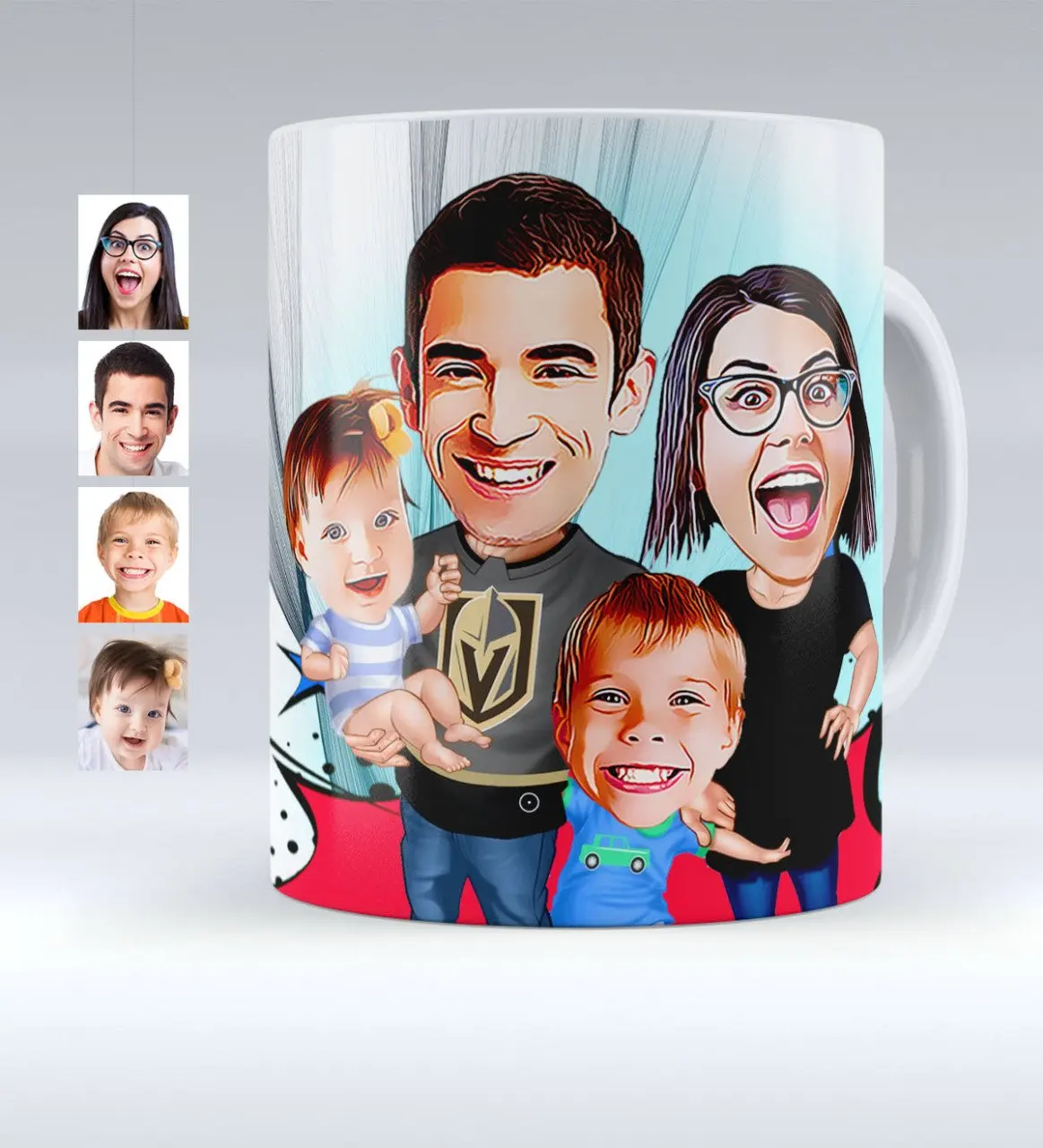 

Personalized Family Caricature Of White Mug cup-3