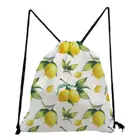 Рюкзак на шнурке с принтом лимона, повседневная школьная сумка унисекс для обуви, портативный ранец с принтом растений и фруктов, с узором под заказ