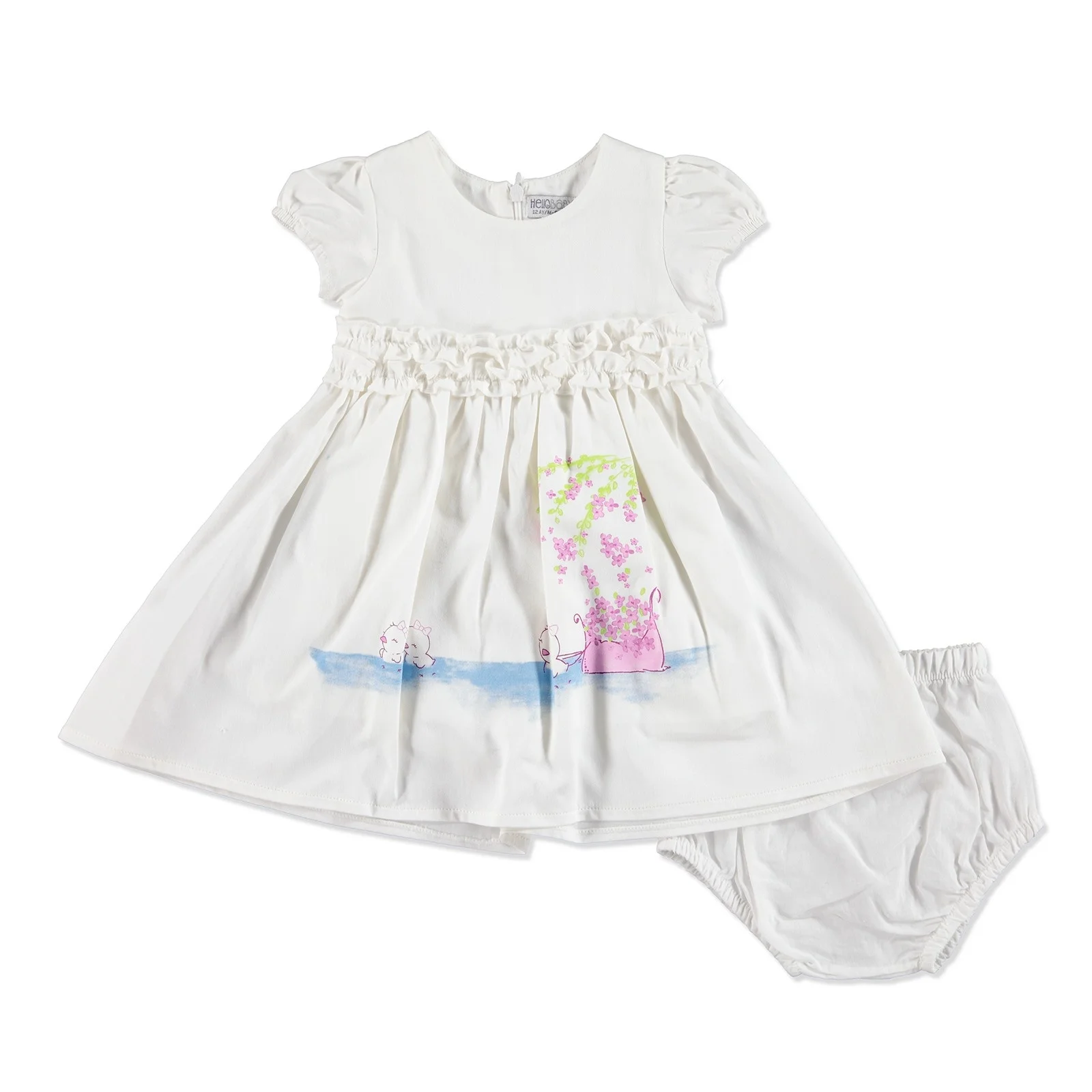 Ebebek HelloBaby/летнее платье в горошек с цветочным рисунком для маленьких девочек