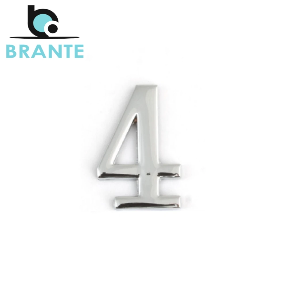 Цифра дверная BRANTE &quot4&quot на клеевой основе хром|Дверные таблички| |