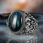 Серебряное кольцо в виде змеи, кольцо с синим тигровым глазом, 925 пробы Серебряное кольцо, Сделано в Турции