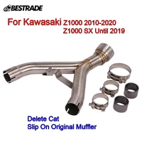 motorcycle middle pipe stainless steel replace cat original connect link tubes for kawasaki z1000 2010 2020 zx1000sx 2010 2019