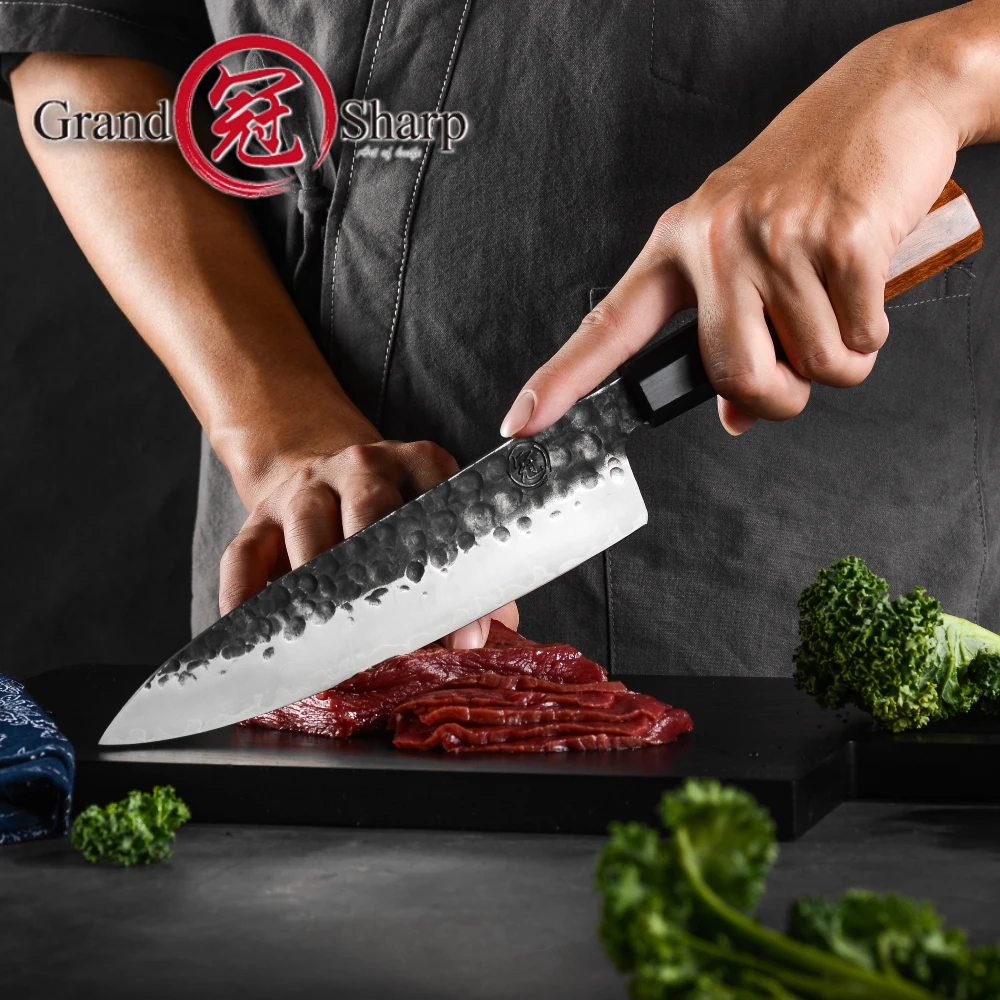 Новый профессиональный шеф нож Grandsharp ручной работы 2019 3 слойный Японский