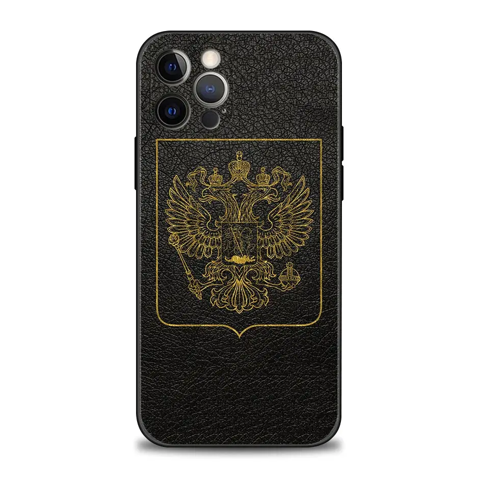 Чехол для телефона с российским флагом гербом iPhone 11 12 13 14 Pro Plus 7 8 SE XR XS Max 6 6s мягкий
