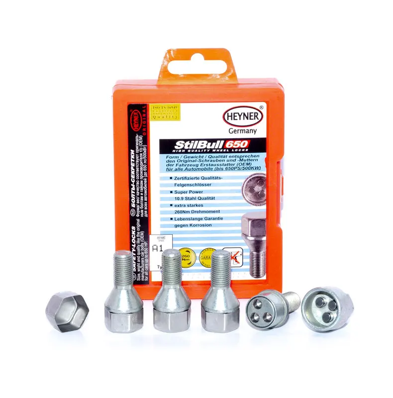 Болты секретки A1 (M12x1 25 L=22мм ключ 17) Heyner артикул: 856370 wheel locking bolts|Гайки и болты| |