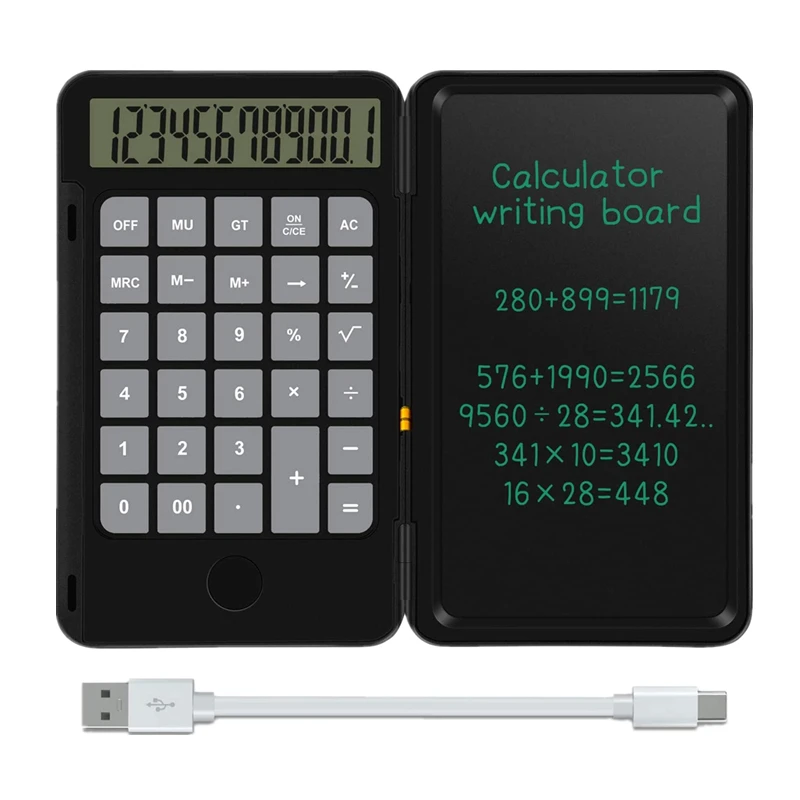 

LCD Writing Tablet 6.5 Inch Rechargeable Electronic Drawing Board Kids Toy Handwriting Pad Pocket Calculator 2 in 1 Office Gift