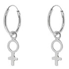 Женские серьги-кольца из серебра 925 пробы с подвеской-символом