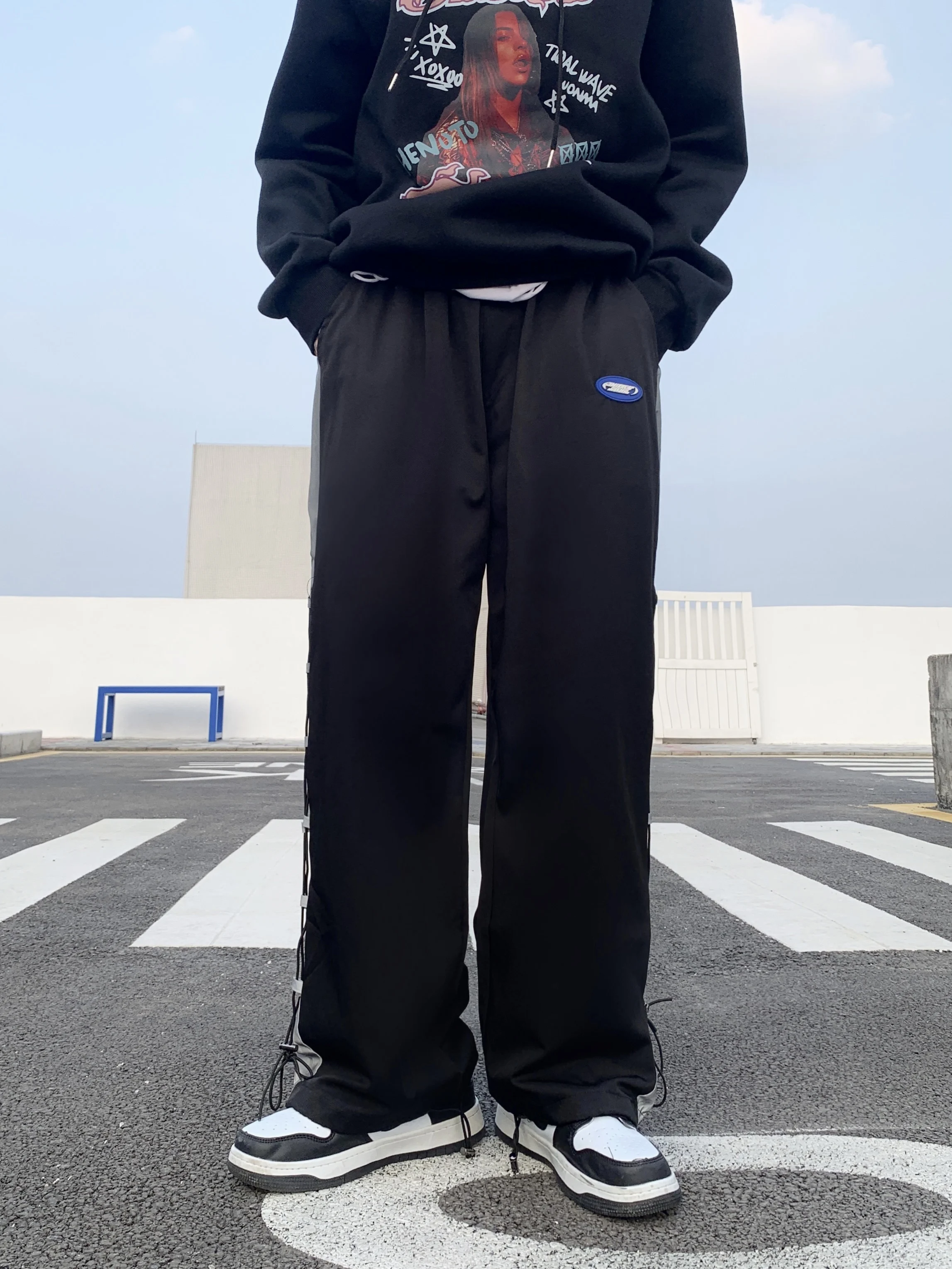 

2021 Men's Baggy Straight Pants Solid Color Casual pants Baggy Men's pocket pants Men's pants