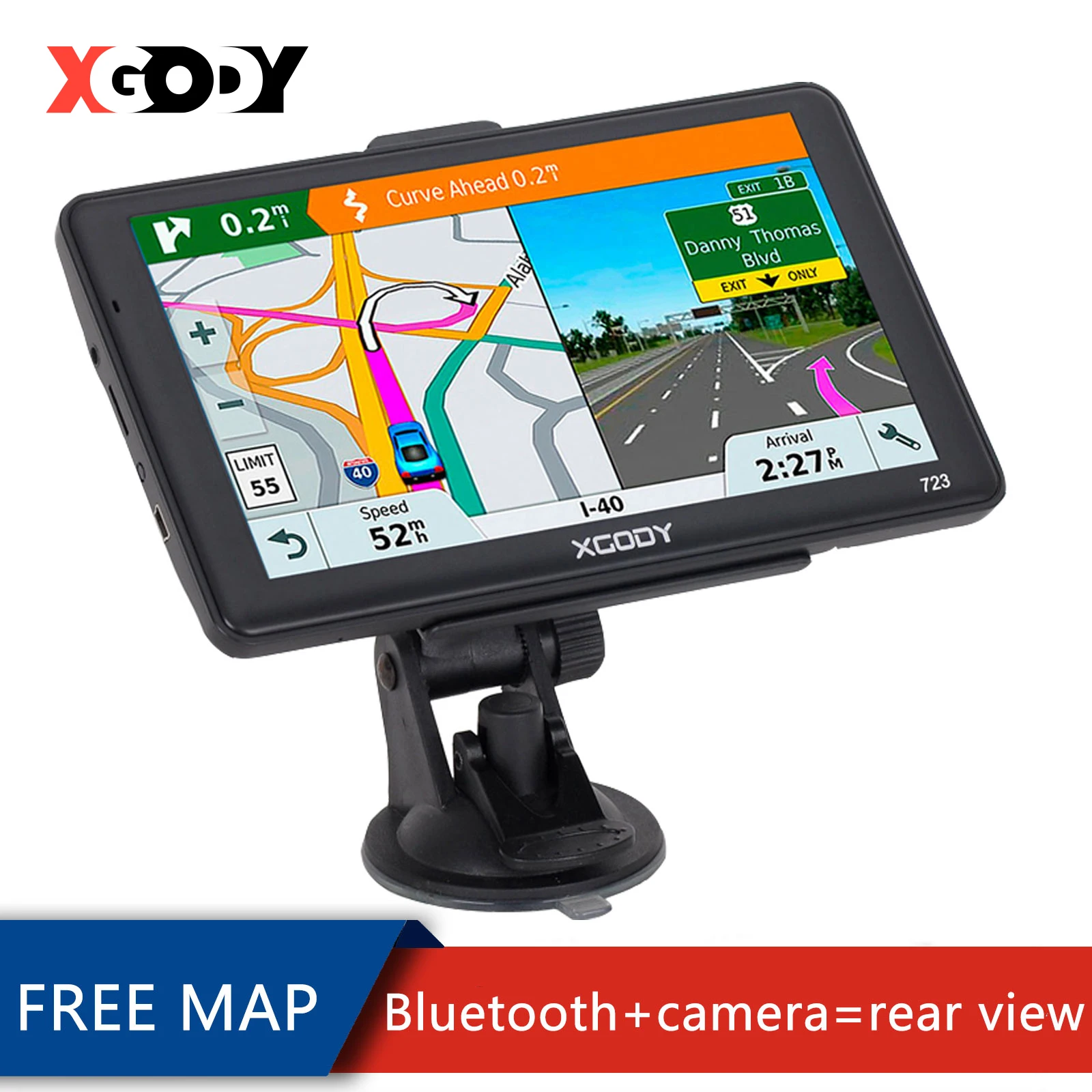 

XGODY HD Car GPS Navigator 256MB+8GB 7 inch truck GPS Navigation Vehicle Voice Satellite Latest Europe US Canada Free Map 2020