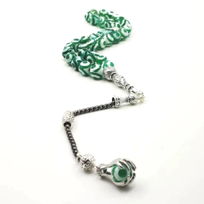 Натуральные глаза Агаты tasbih с мусульманскими бусинами 33 66 99 камень