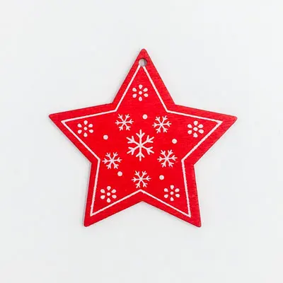 Nicro 5 шт./компл. Белый Красный Деревянные рождественские украшения Подвески Изделия из дерева подвесная Рождественская елка подарок для детей вечерние украшения# Chr60 - Цвет: Red Star