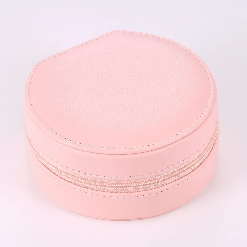 

Aide Pink Universal Zipper Jewelry Organizer Display Travel Jewelry Case Boxes Portable Jewelry Box Button PU Leather Storage