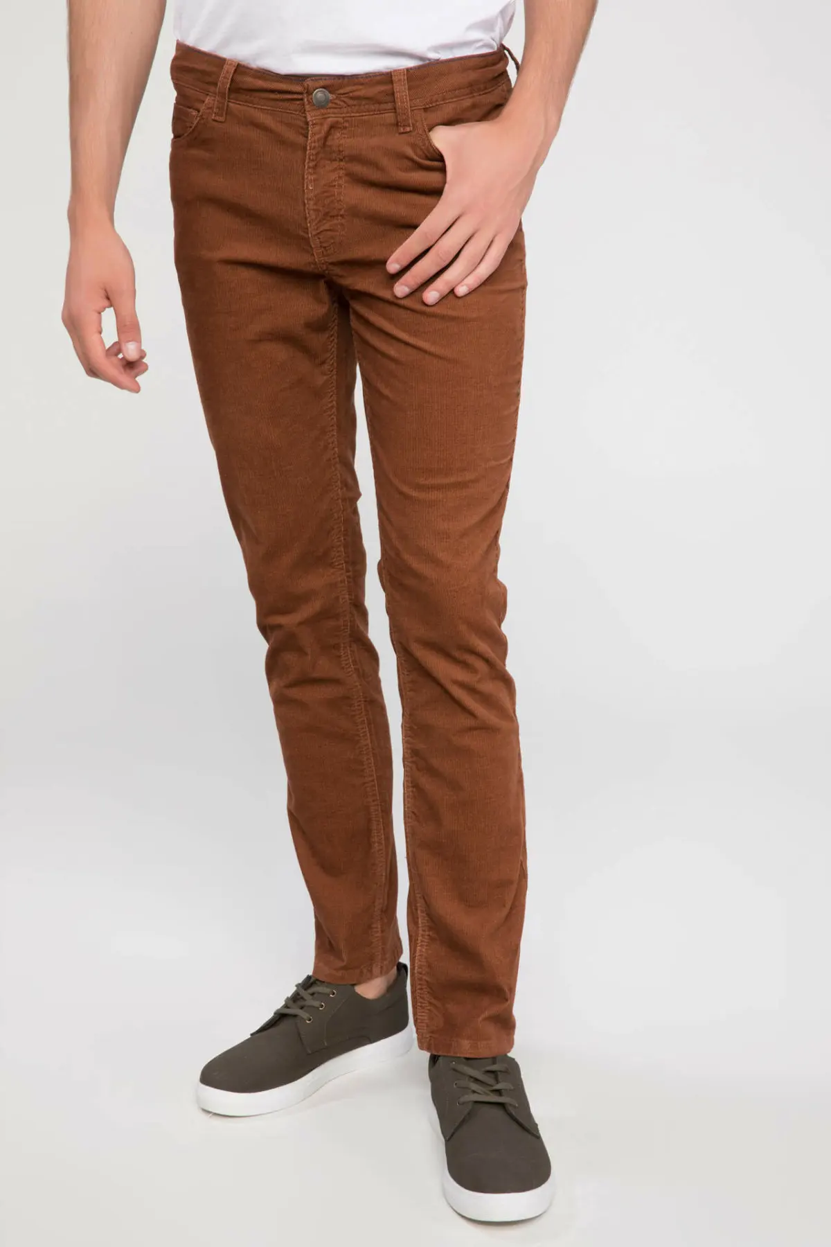 DeFacto мужские брюки повседневные длинные Средняя Талия Брюки карго сплошной цвет