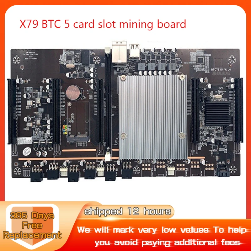

X79 BTC Mining Motherboard 5 Pcie 3.0 X8 ETH Mine Motherboard Support 3060 Graphics Card SATA 3.0 CPU LGA 2011 For BTC Mining
