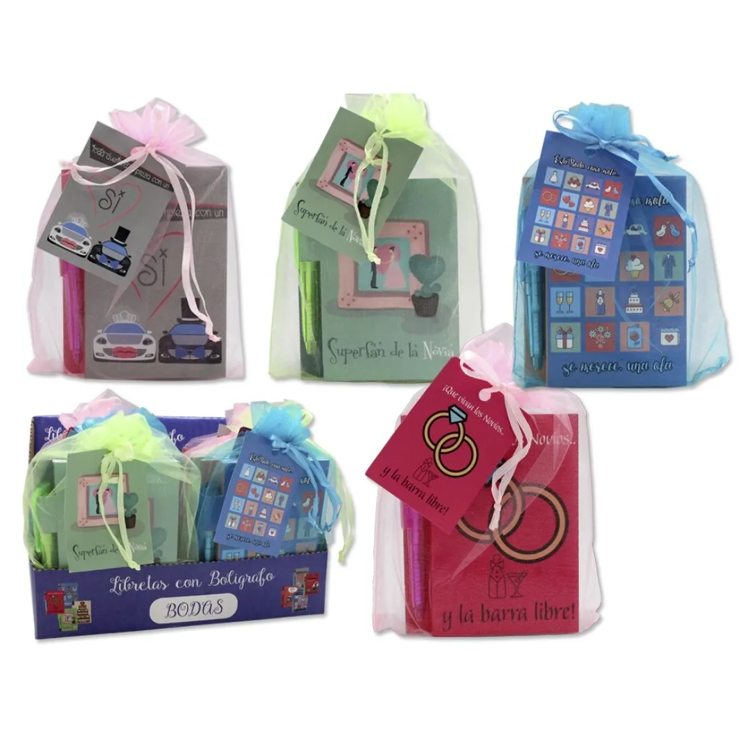 Свадебный блокнот с ручкой в сумке из органзы-подробности и подарки для