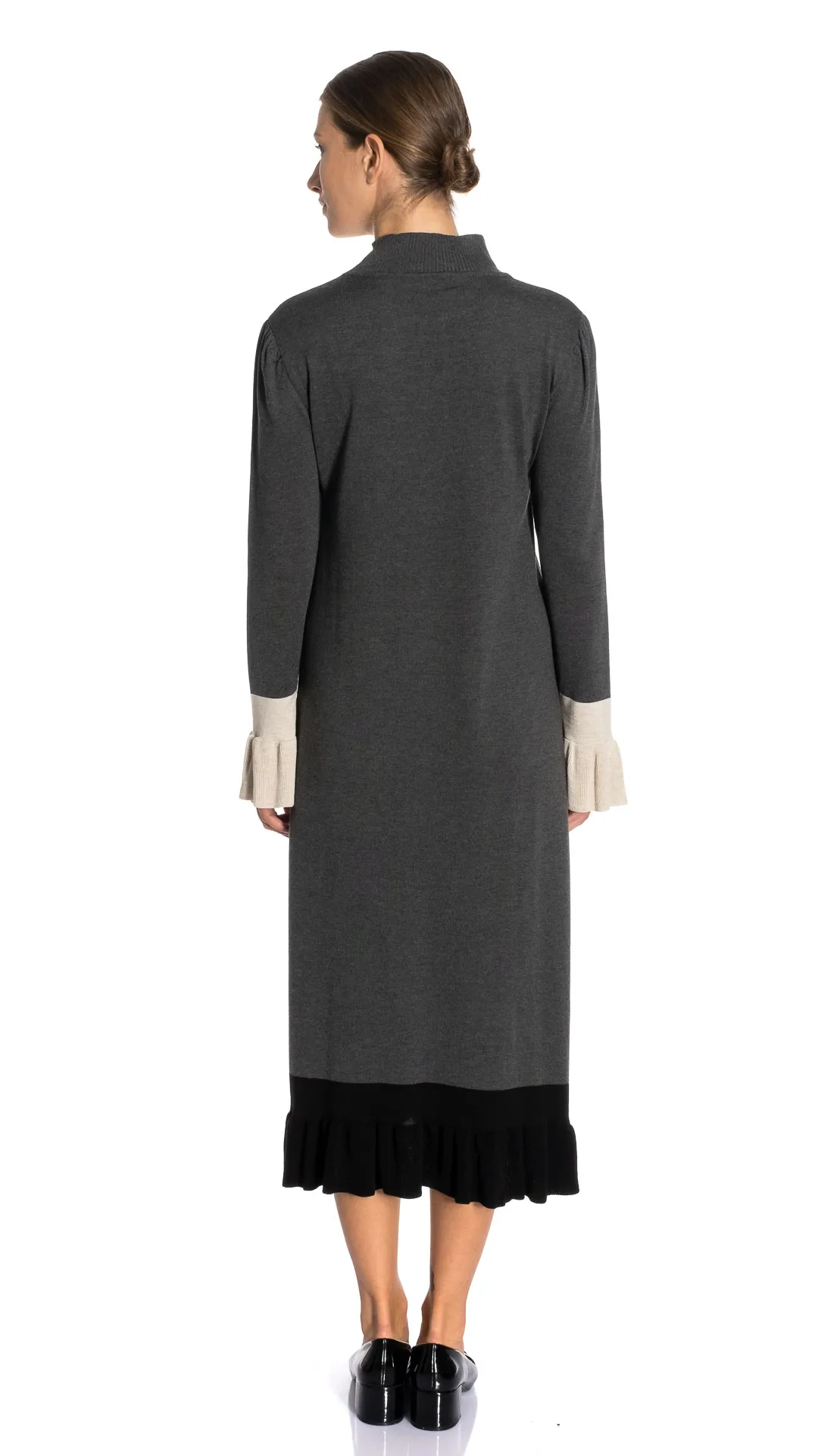 

Half Turtleneck Lace Sleeved Knitwear Women's Maxi Dress Abaya Kaftan Big Size Islamic Clothing Muslim Fashion Abaya Ramadan