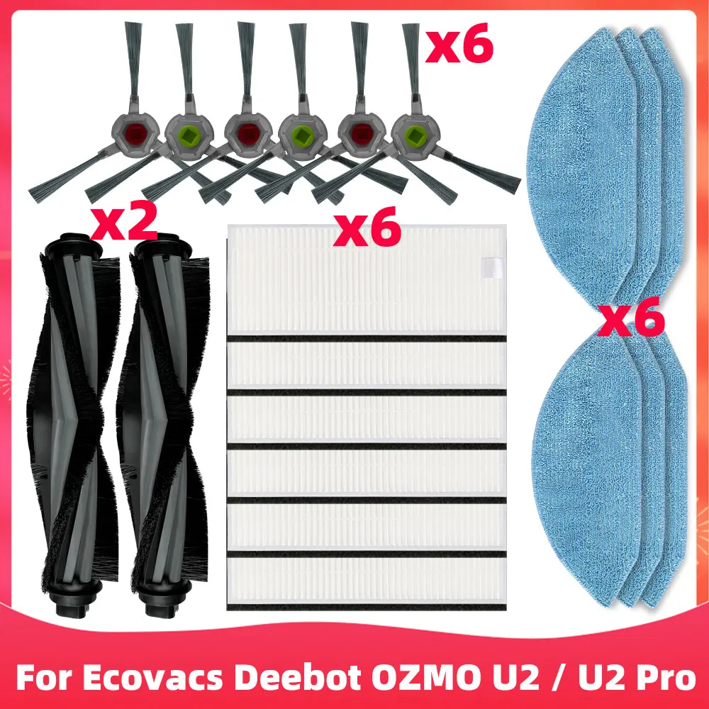 Main Side Brush Hepa Filter Mop Cloths Rag Replacement For Ecovacs Deebot OZMO U2 / U2 Pro Robot Vacuum Cleaner Spare Parts
