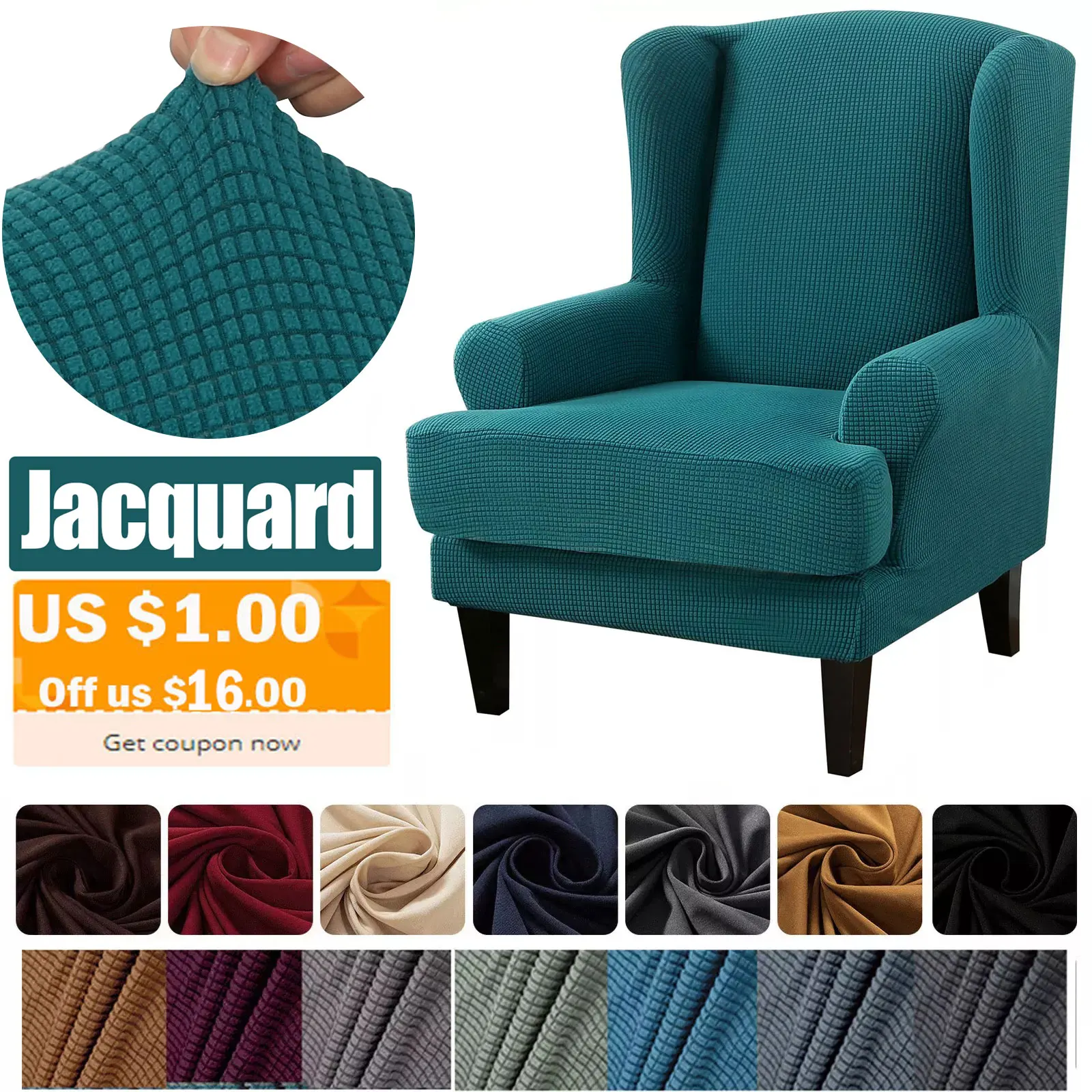

1Pcs Pringting Arm Back Chair Cover Printed Wing Back Armchair Cover Non-slip Elastic Protector Slipcover For Home Furniture