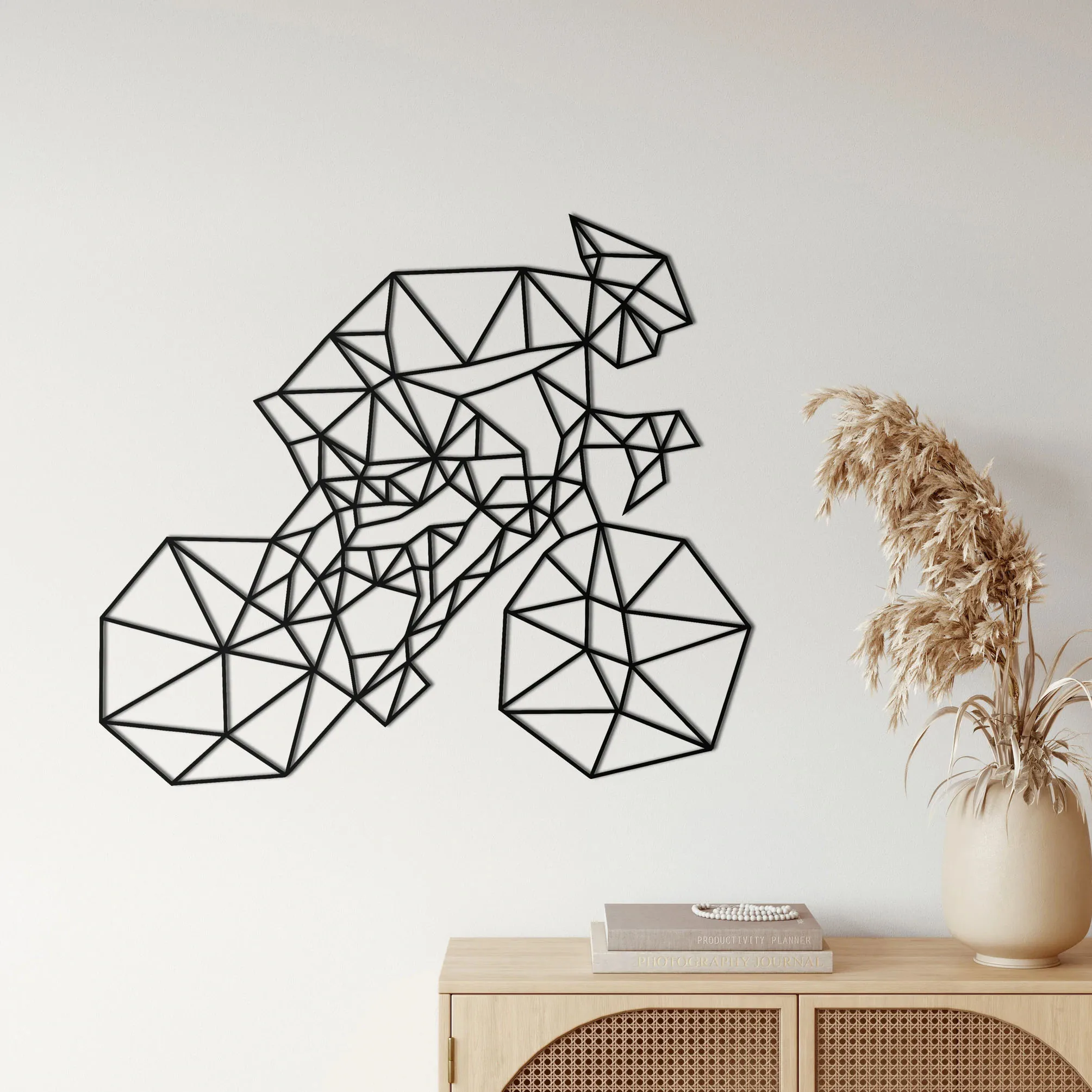 

Etgdecor Geometric Bicycle Metal Wall Decor Black Metal Art Wall Decor Durable Eloctrostatic Painting Indoor and Outdoor Usage