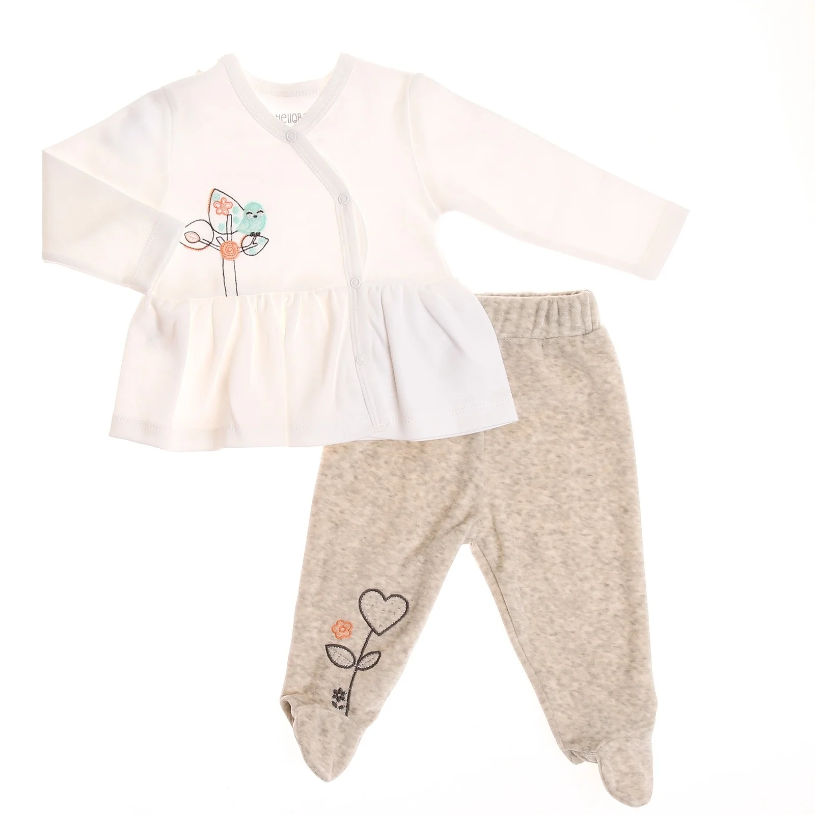 Ebebek HelloBaby/бархатный комбинезон с вышивкой для маленьких девочек комплект со